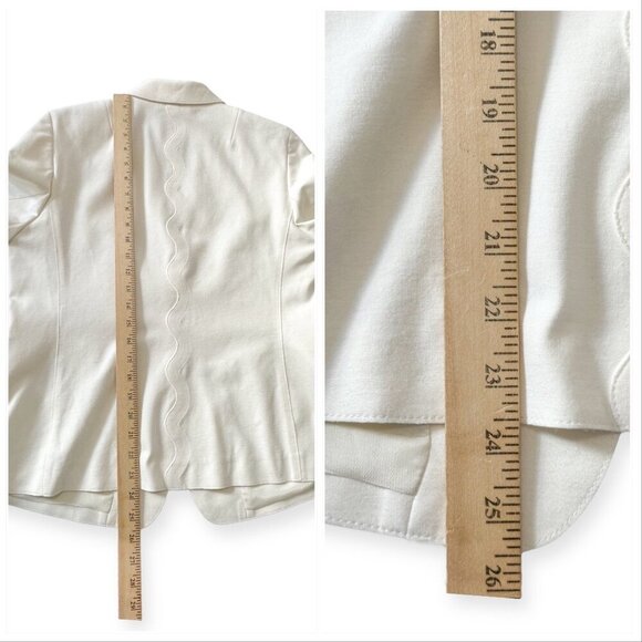 Akris Punto Scalloped Sleeve Blazer,  White/Ivory, Size‎ 12 - Picture 13 of 16